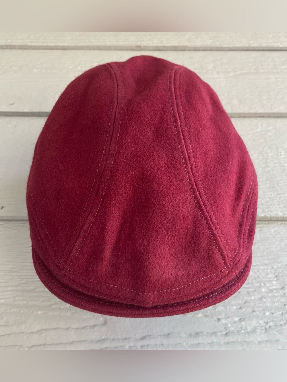 Vtg New York Hat Co Newsboy Sz S-M Wool Hat Raspberry Burgundy Red Union Made